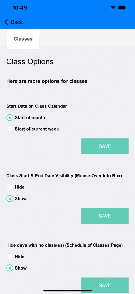 GagaClass Settings - Classes 2